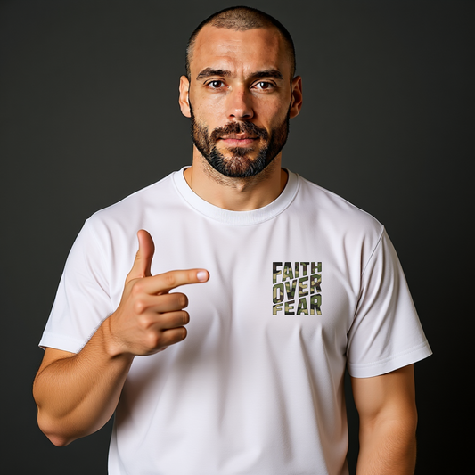 Mens Faith Over Fear Cammo Print Ts