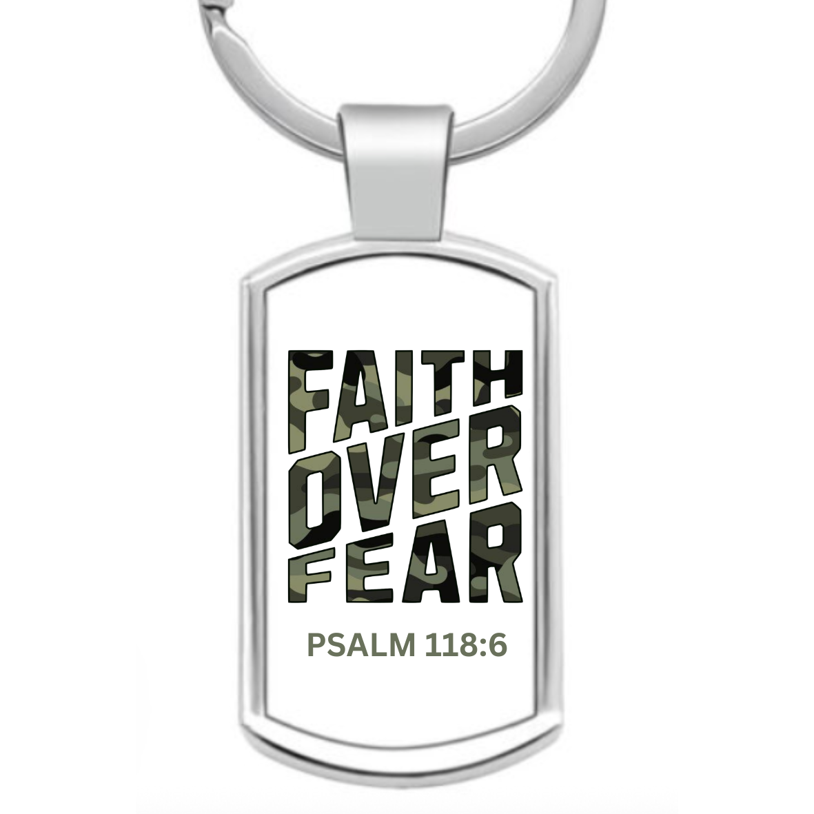Cammo Faith Over Fear Keyring
