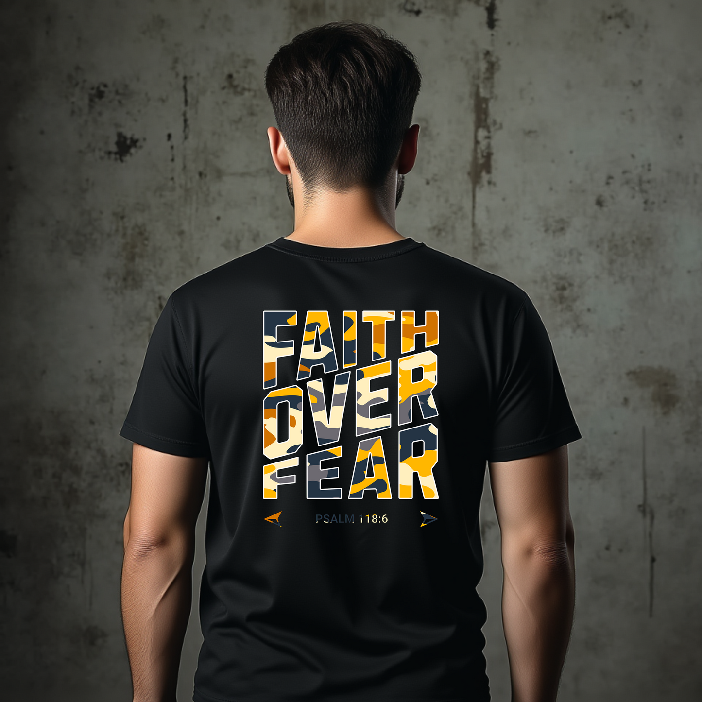 Mens Faith Over Fear Cammo Print Ts