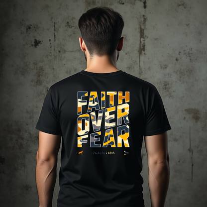 Mens Faith Over Fear Cammo Print Ts