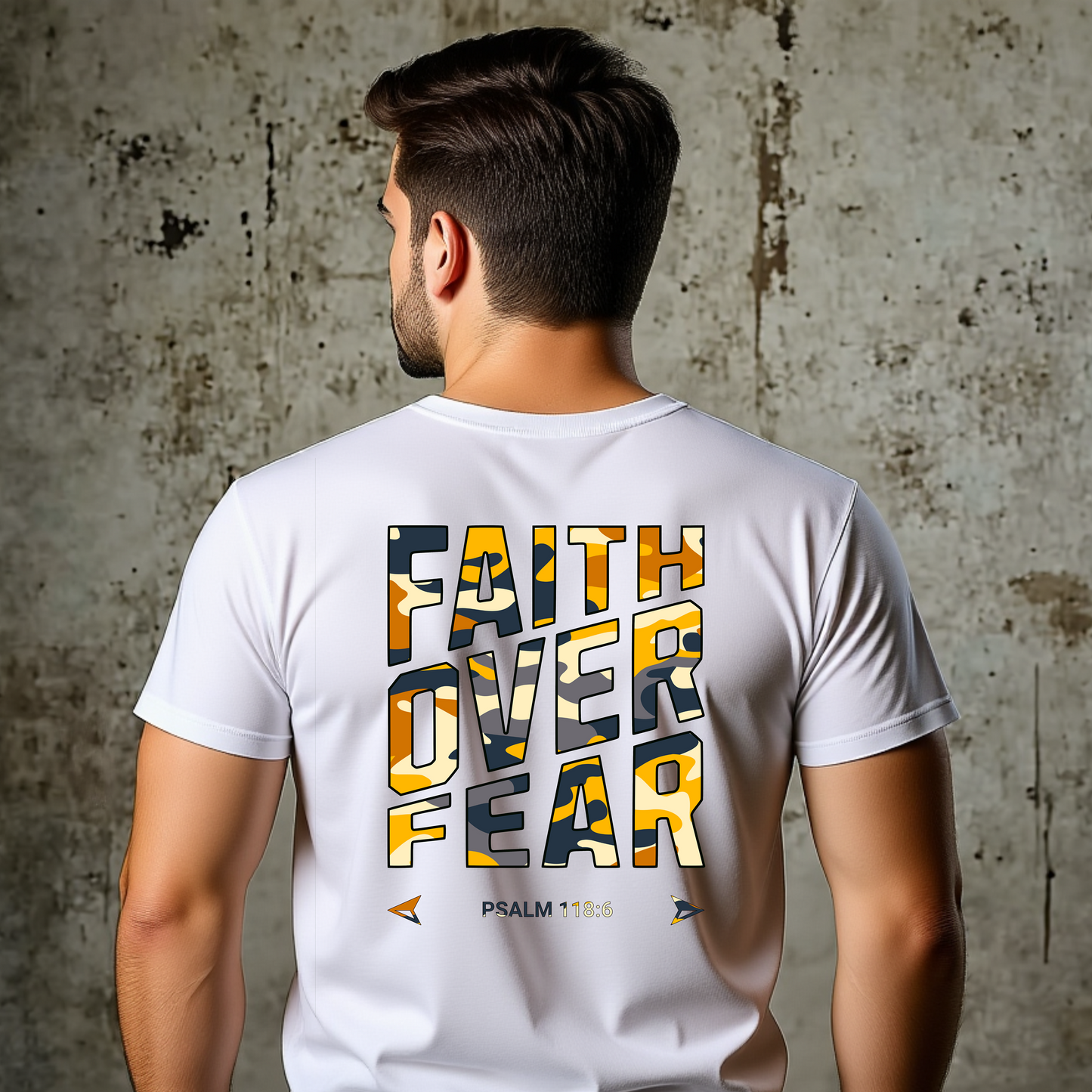 Mens Faith Over Fear Cammo Print Ts