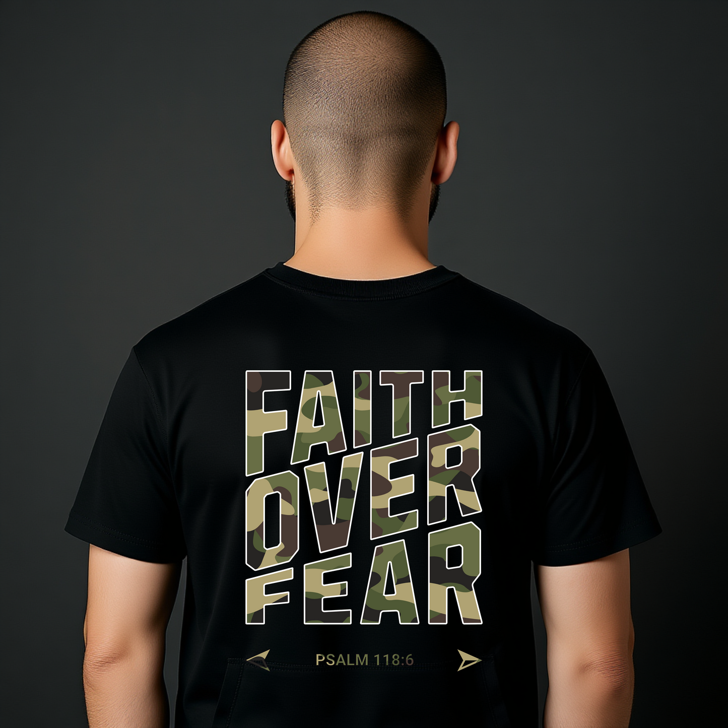 Mens Faith Over Fear Cammo Print Ts