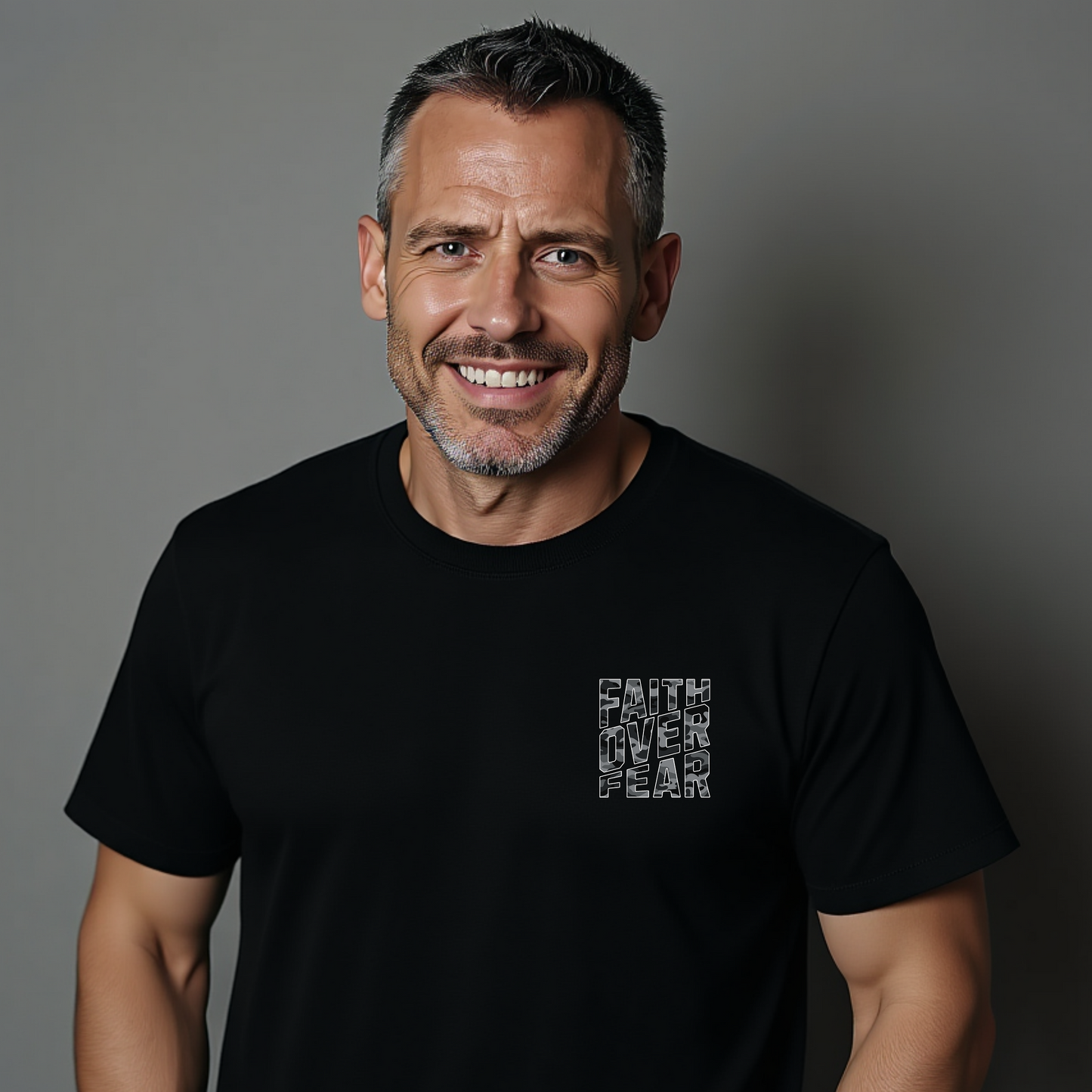 Mens Faith Over Fear Cammo Print Ts