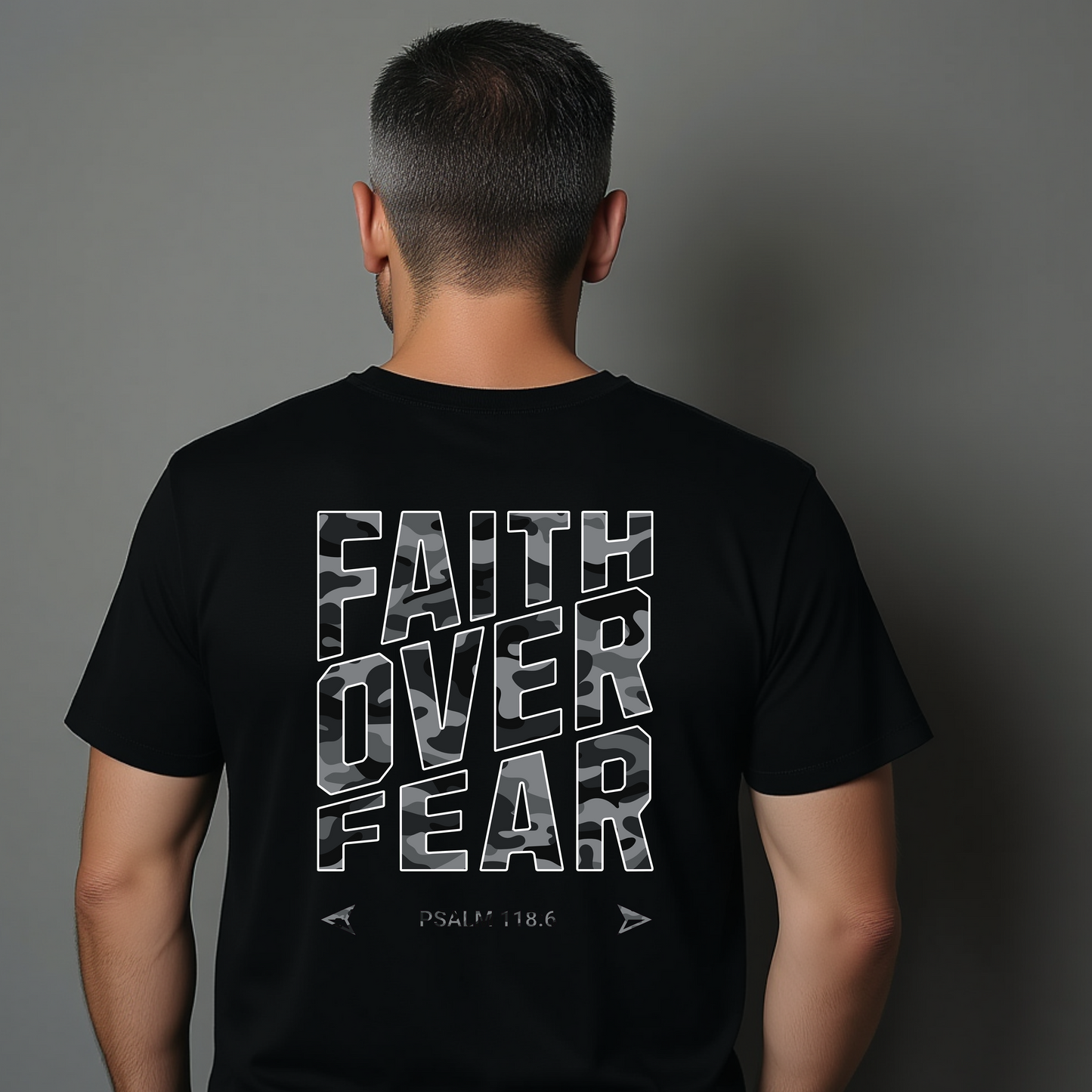Mens Faith Over Fear Cammo Print Ts