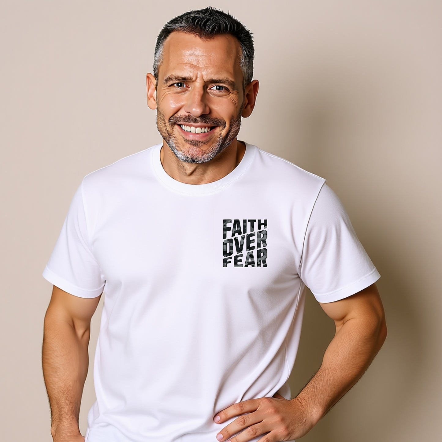Mens Faith Over Fear Cammo Print Ts