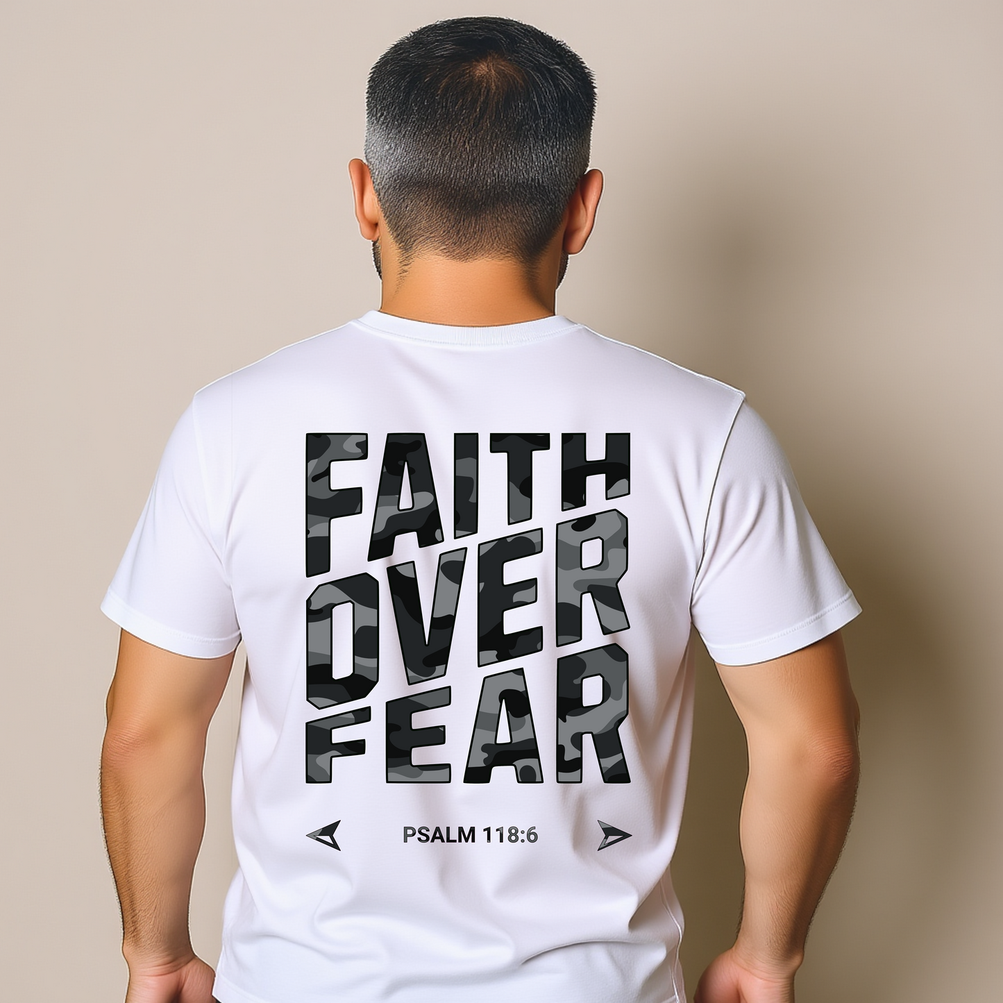Mens Faith Over Fear Cammo Print Ts