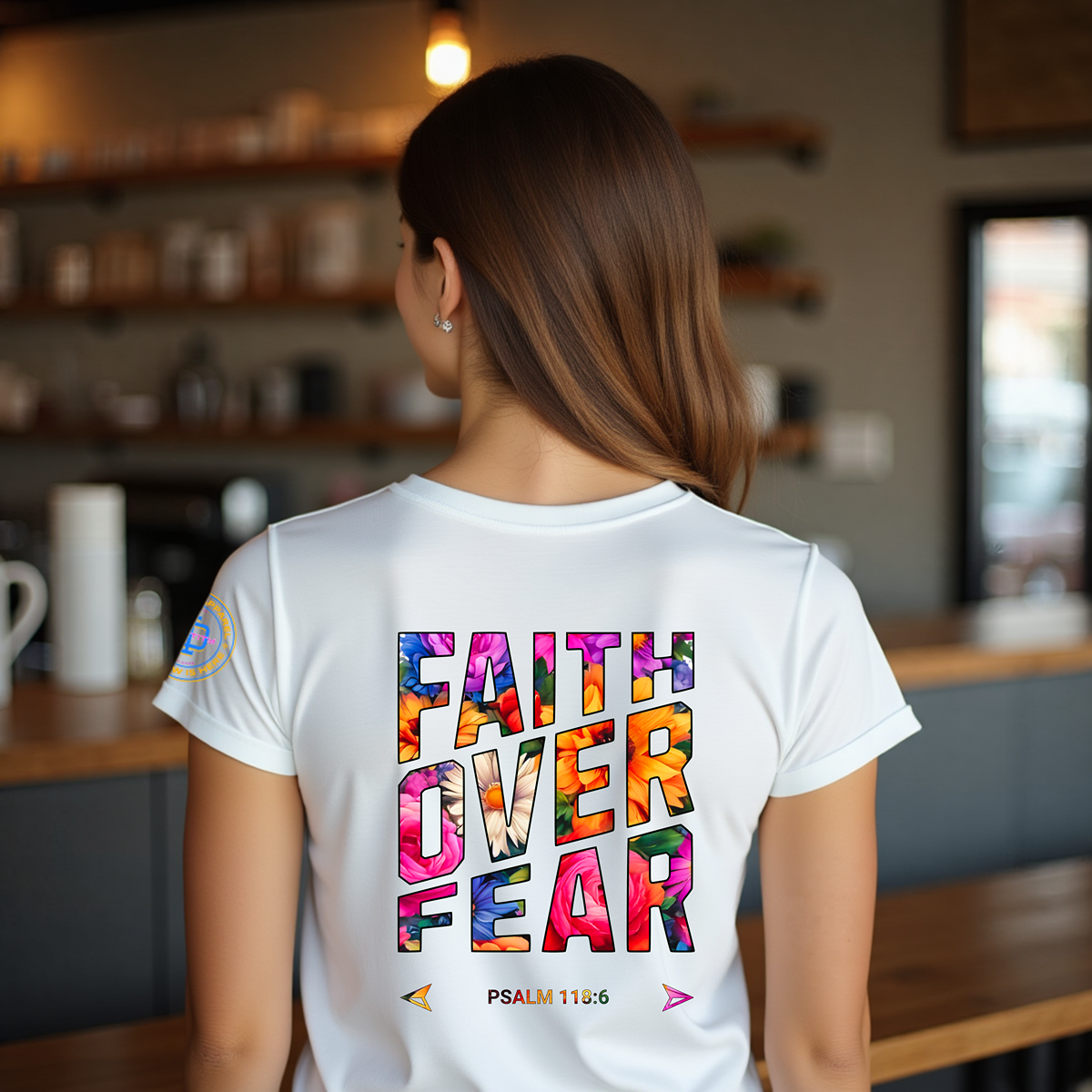 Ladies Faith Over Fear Floral T-Shirt