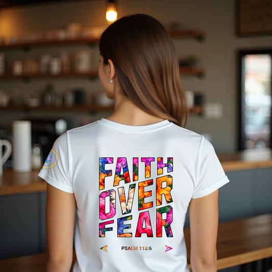 Ladies Faith Over Fear Floral T-Shirt