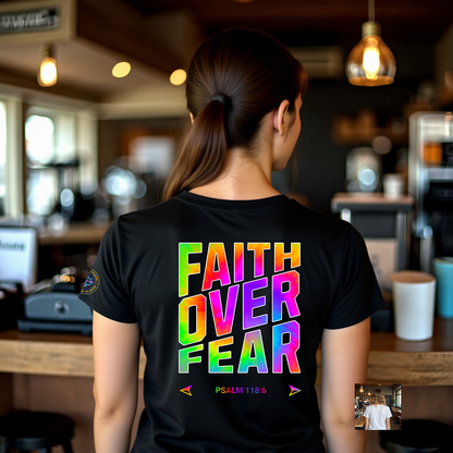Ladies Tie Dye Cotton Faith Over Fear T
