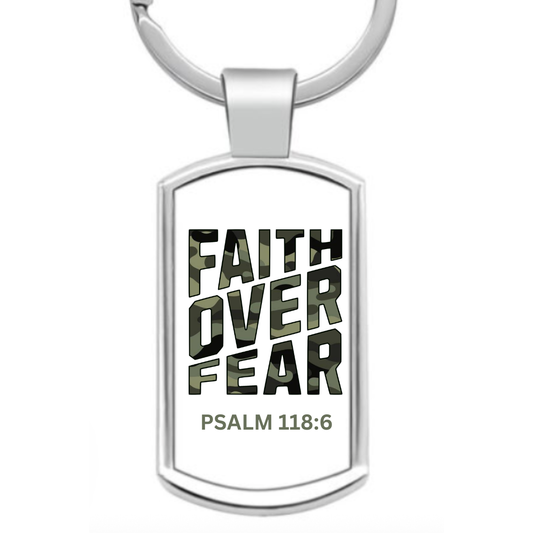 Cammo Faith Over Fear Keyring
