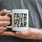Army Camo Faith Over Fear Coffee Mug