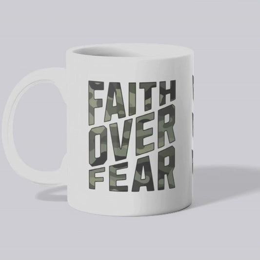 Army Camo Faith Over Fear Coffee Mug